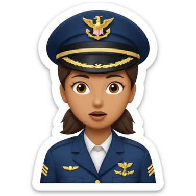 Female navy soldier, crazy face. sticker