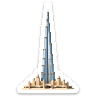 Burj Khalifa, light beige, minimalism, side view, emoji style sticker