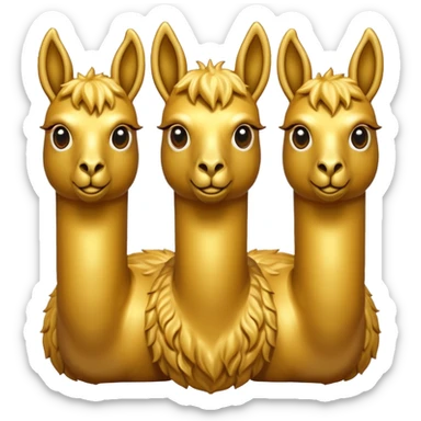 golden three headed llama emoji like a hydra sticker