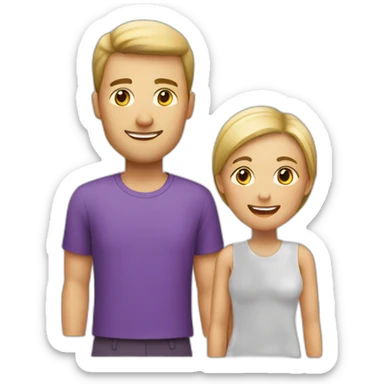 a white family with a kid, vacation purple icon sticker