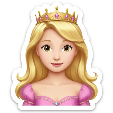 Aurora princess, classic fairytale style, golden hair, pink gown, gentle smile sticker