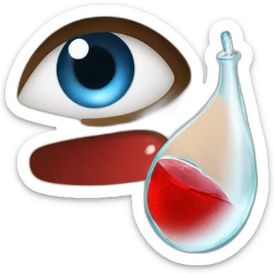 Girl with blond hair and blue eye take red vial sticker