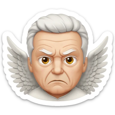 Angry older white male Italian animated angel sticker