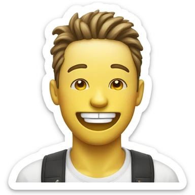 Yellow face emoji smiling with eyes closed sticking tongue through teeth sticker