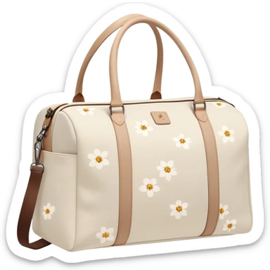 A sports bag with a pale light beige print in a small flower sticker