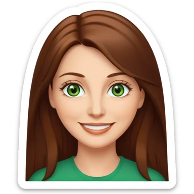 Pretty middle age woman with green eyes and long straight  brown hair  sticker