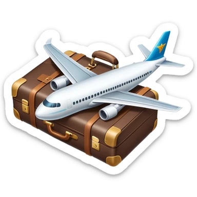 airplane with luggage and passport sticker