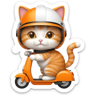 A cat riding a scooter sticker