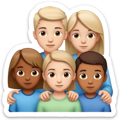 two teen boy siblings posing with a random 10-year-old girl sticker