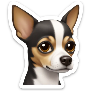Chihuahua is a brown colored boy. There is a white stripe from the head to the left edge of the nose. sticker