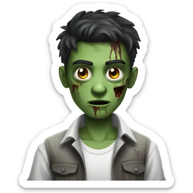 teen boy zombie with dark hair and white shirt sticker