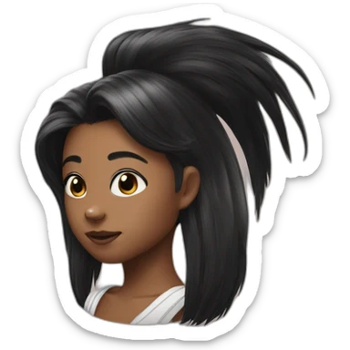 skunk with a human girl hair sticker