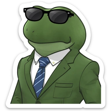 bufo frog dressed in a business suit with sunglasses, cool expression sticker