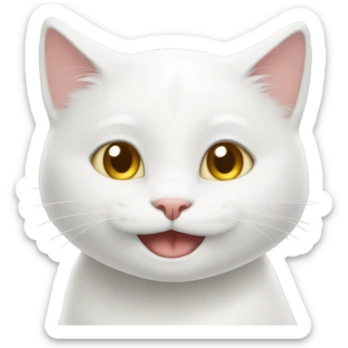 White cat saying good job girl with a smile sticker
