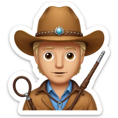 Give this emoji 🤠 a whip make it a white guy with a whip  sticker