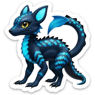 L Scaley Exotic Salandit-Aurorus-Umbreon-Fakémon-hybrid-creature (full body)  sticker
