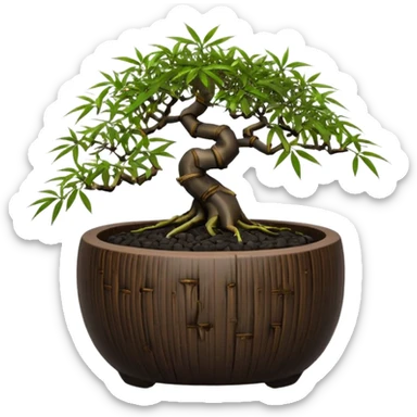 Shohin egg-shaped dark bamboo bonsai pot sticker