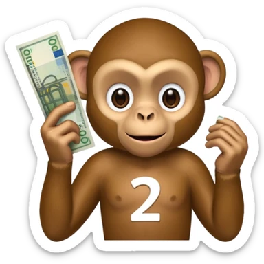 create a monkey holding a 20 euro bill I NEED EXACT A 20 EURO BILL sticker