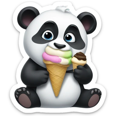 Panda eating ice cream sticker