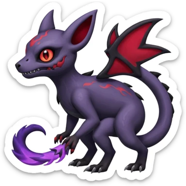 Vintage Dull Dark Gloomy Duskull-Salandit-Umbreon-Fakémon-hybrid-creature (full body)  sticker