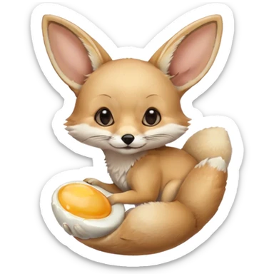 fennec carrying an uncooked egg sticker
