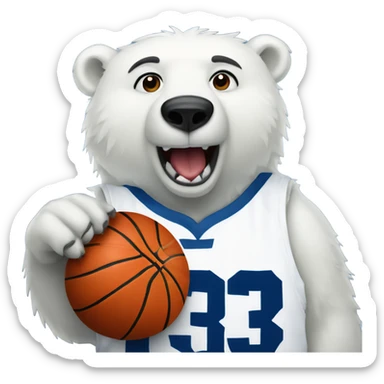 Polar bear with basketball wearing Fairmont #32 jersey sticker