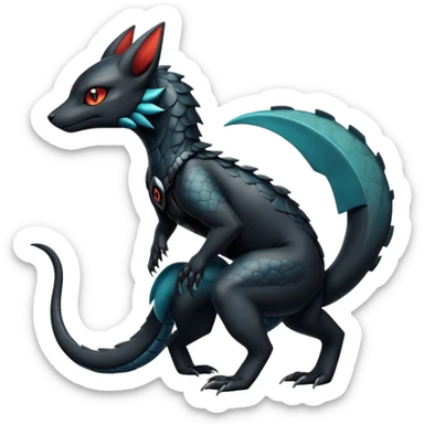 Modern Futuristic Scaly Cyber-Salandit-Umbreon-Litten-Hybrid (Full body) sticker