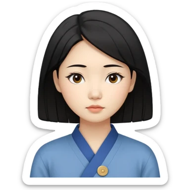 Korean woman, East Asian features,
female human face avatar only,
headshot portrait, face only,
thoughtful and calm expression, sensitive mood,
neutral face, minimal expression,
natural black hair, simple hairstyle,
clean background,
no clothes, no body, no accessories,
no cartoon, no fantas sticker