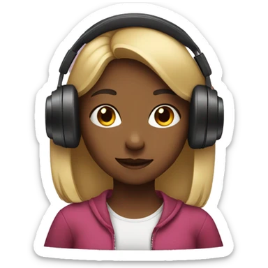 girl with headphones listening to music  sticker