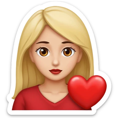 mujer con ojos saltones de corazon mirando hacia la derecha sticker