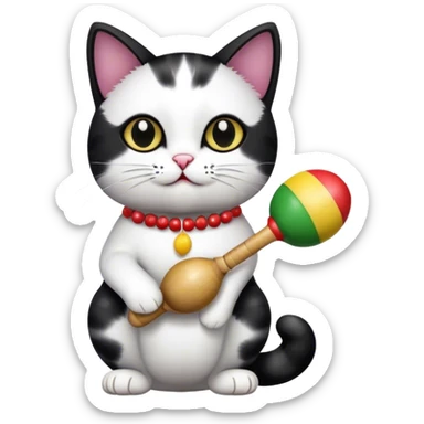 Black and white cat with maracas  sticker