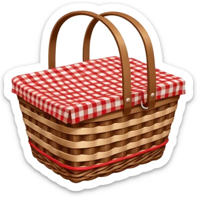  empty wicker basket with picnic cloth  sticker
