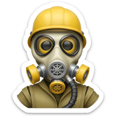 Skeleton wearing a gas mask sticker