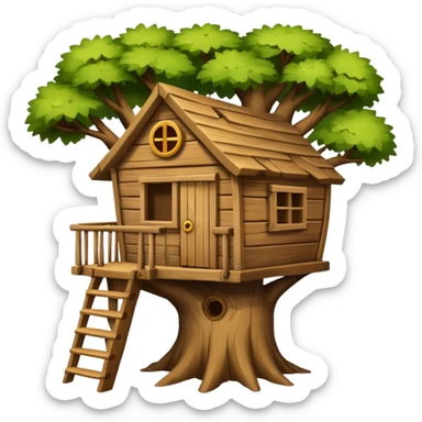 letter W on the side wall of a treehouse in a tree sticker