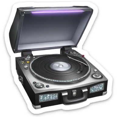 Realistic DJ turntable with sparkling diamonds and rhinestones. sticker