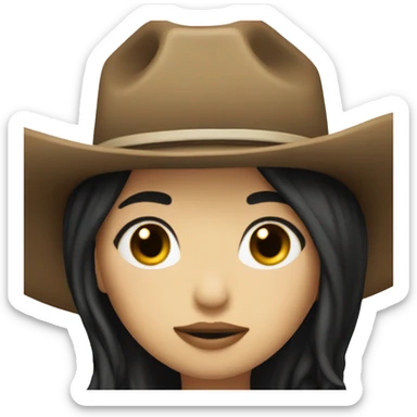 Cowgirl with black hair and pale skin kiss sticker