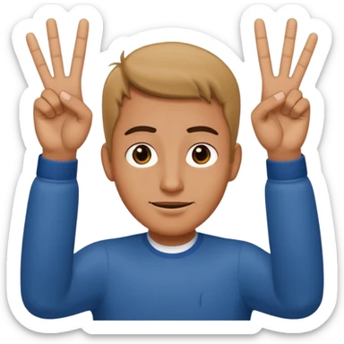 A guy holding up four fingers with both hands  sticker