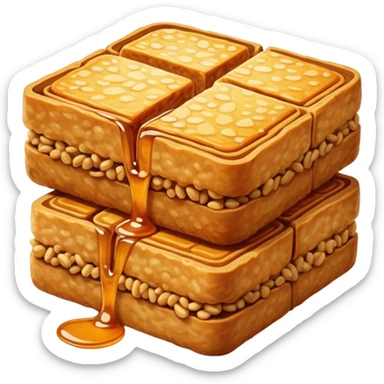 tempeh-cinematic-realistic-tempeh-dish-emoji,-depicted-as-crispy,-sliced-portions-of-fermented-soy-cake-with-a-golden-brown-finish,-rendered-with-detailed-textures-and-warm,-inviting-lighting sticker