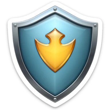 metal shield with glossy reflective surface, sticker