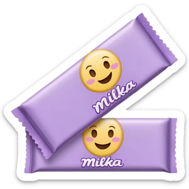 emoji style flat illustration, pastel lilac Milka chocolate bar, beige pink yellow accent tones, light grain, no background, pinterest sticker aesthetic sticker
