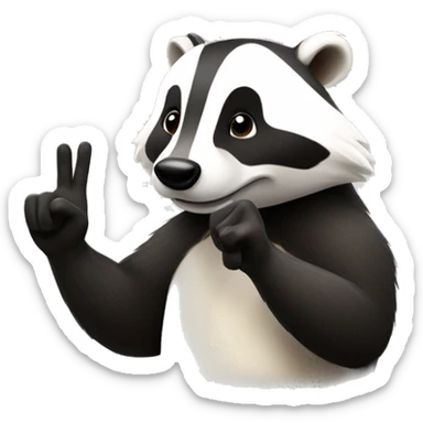 Badger making hand in peacesign sticker