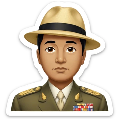 ​Cinematic Realistic Portrait of Sukarno, depicted in a lifelike, realistic style based on his iconic portrait, showcasing his thoughtful, charismatic expression in period attire, rendered with detailed textures and warm, evocative lighting that captures his pioneering spirit and national pride, sticker