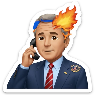 emoji of the world trade center with a plane crashed into it and george bush on a phone in front of them sticker