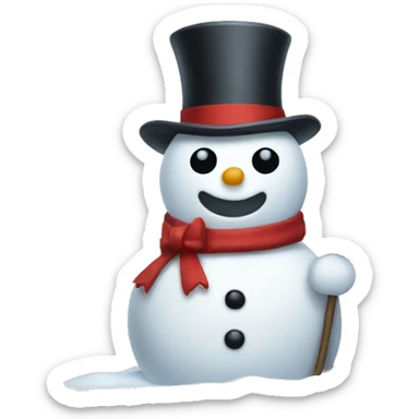 A snow man with a bow sticker
