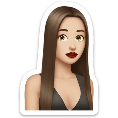 Laura red lipstick straight hair siren eyes two moles white girl sticker