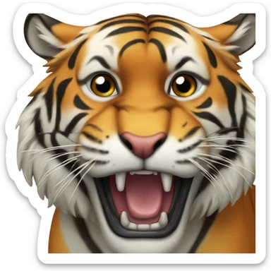 a tiger roaring sticker
