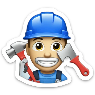 create a handyman with a logo of a WHITE M in a blue wallpaper sticker