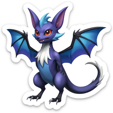 Shiny Noibat-Noivern-Mightyena-Silvally-Fakémon-hybrid-creature (full body)  sticker