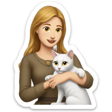 Polish Magdalena petting a cat sticker