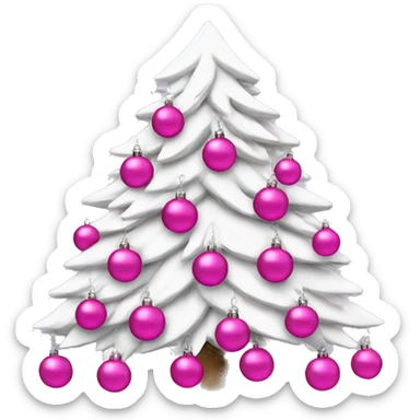 White Christmas tree with pink ornaments  sticker